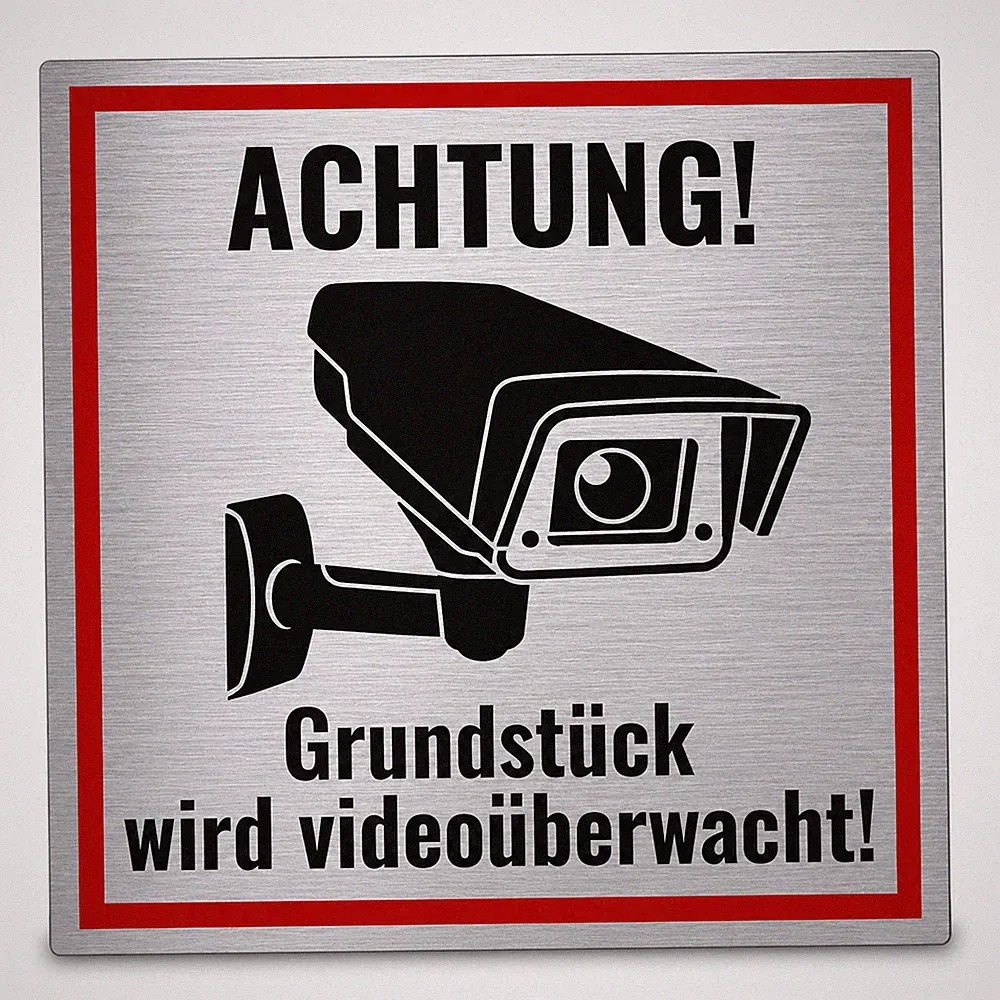 Videoüberwachung Schild Kamera Warnschild Edelstahl Optik Aluverbund wetterfest