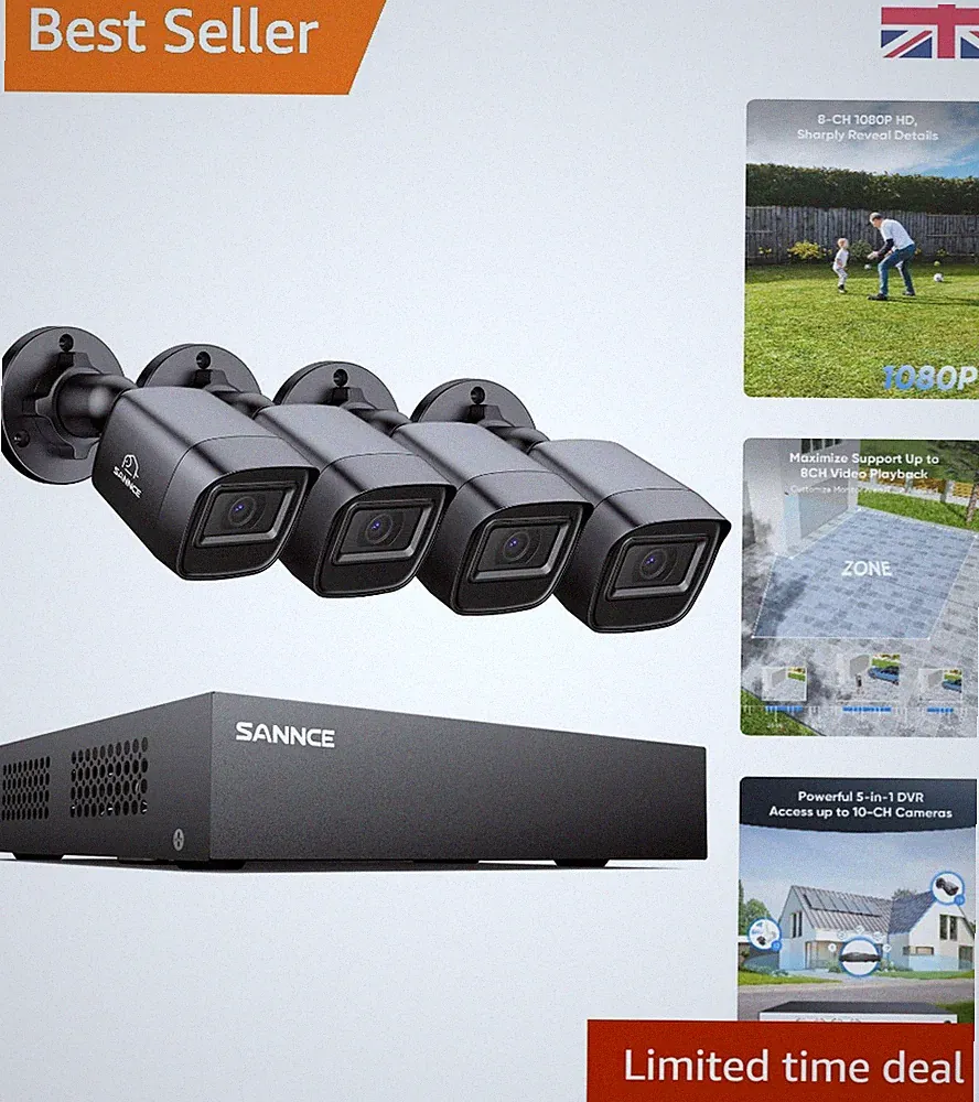 Wetterfestes 10-Kanal 1080P Überwachungskamerasystem mit DVR & 4 Outdoor Cams