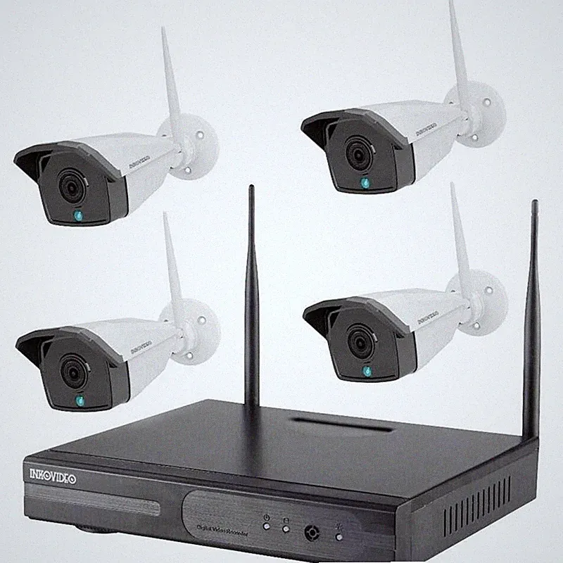 Wi-Fi IP-Sicherheitskamera-Kit, 4-Kanal mit 4 Kameras, 1920 x 1080 Pixel - A