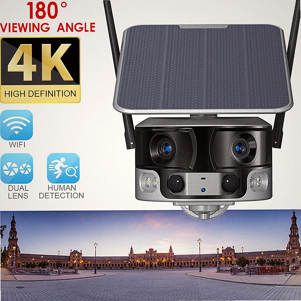 Wifi/4G LTE Überwachungskamera Aussen Solar SIM Karte 8MP 4K UHD 180° PTZ Kamera