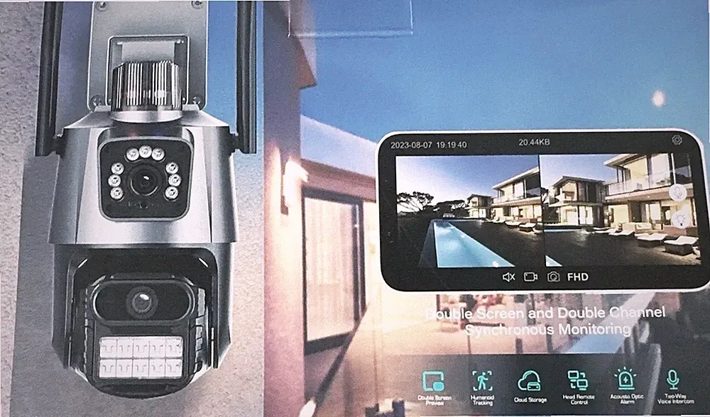 WIFI IP Kamera Outdoor PTZ Kamera Drei Objektiv 8x Zoom 4K AI Tracking Überwachungskamera