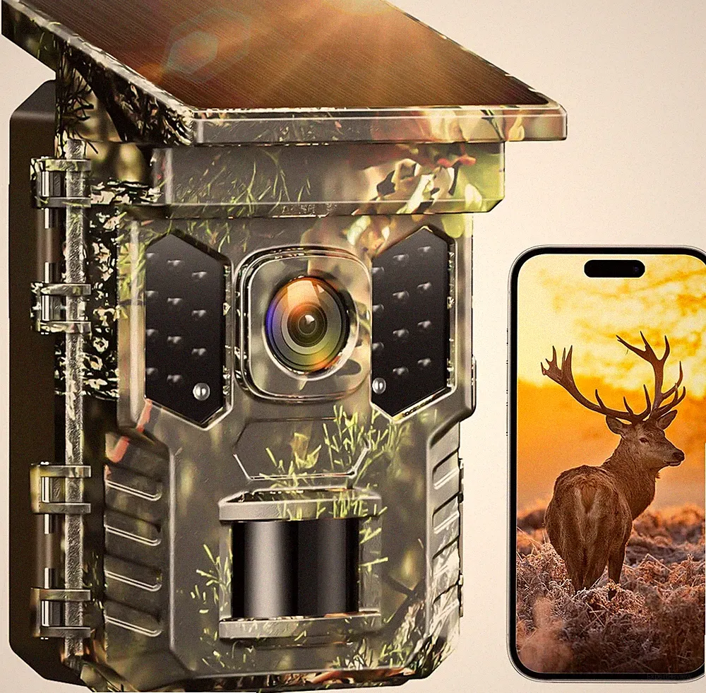 Wildkamera 4K WLAN Nachtsicht mit Handyübertragung, 64MP Farbe, Bewegungsmelder