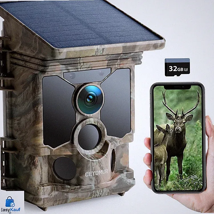 Wildkamera Jagdkamera Überwachungskamera 4K 30fps 46MP Nachtsicht 32GB SD Karte