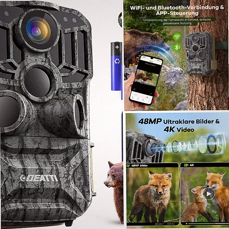 DEATTI Wildkamera 4K 48MP WLAN Bluetooth