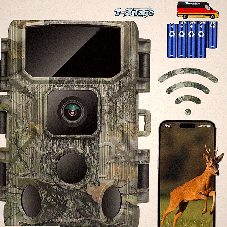 Wildkamera mit Bewegungsmelder Nachtsicht 4K 64MP WLAN Bluetooth 13