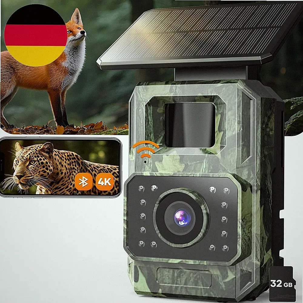 Wildkamera Mit Handyübertragung App 4K 64MP Solar