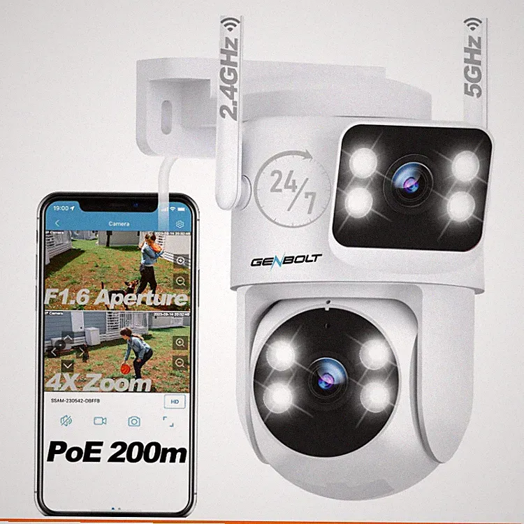 WLAN Überwachungskamera Außen 2-Wege-Audio Dual-Lens 21x15x20 cm IP Kamera