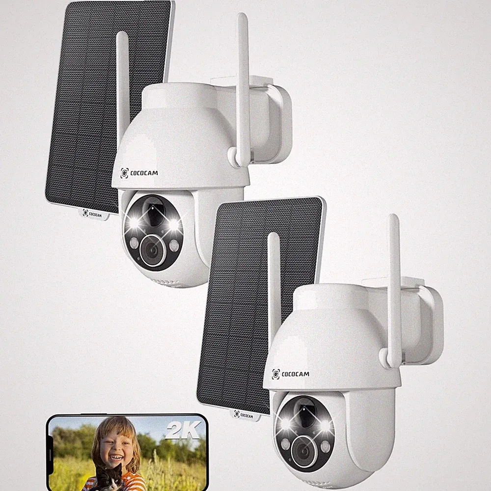 Cococam 2K WLAN Solar Akku Kamera 2er Set