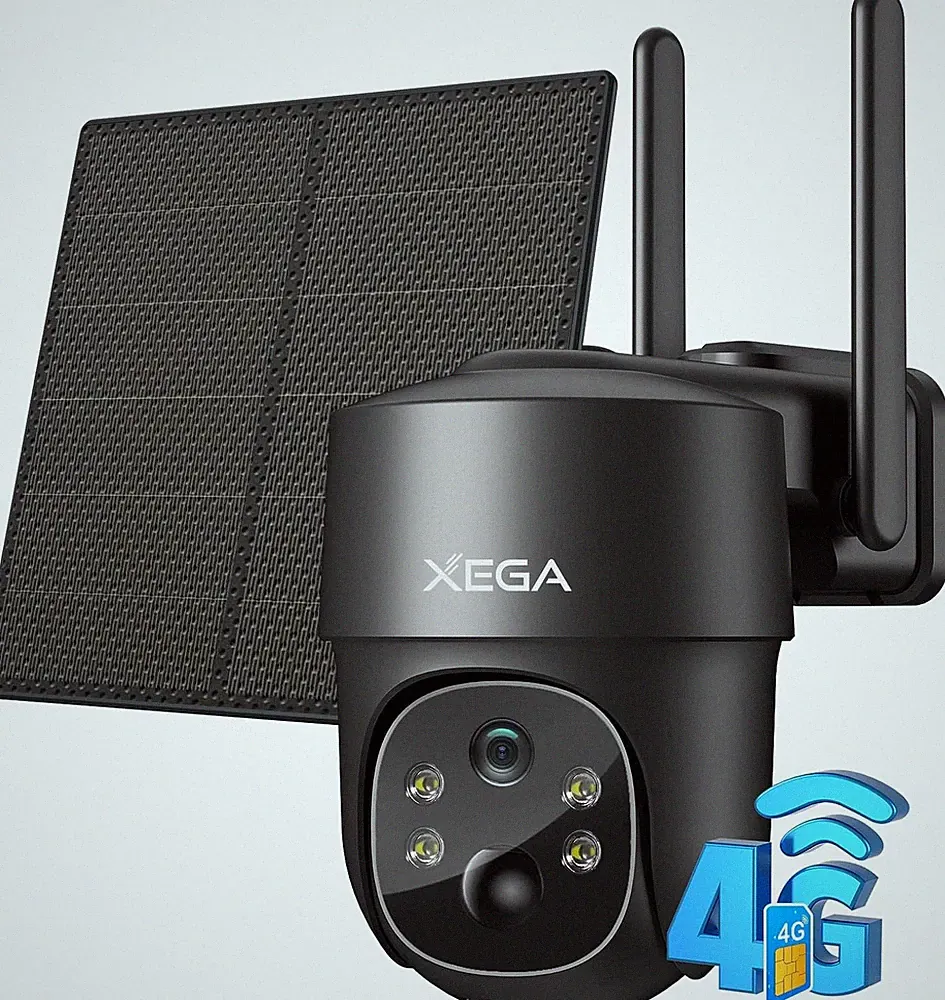 Xega 4G LTE Solar PTZ Aussen Überwachungskamera 2K 3MP HD