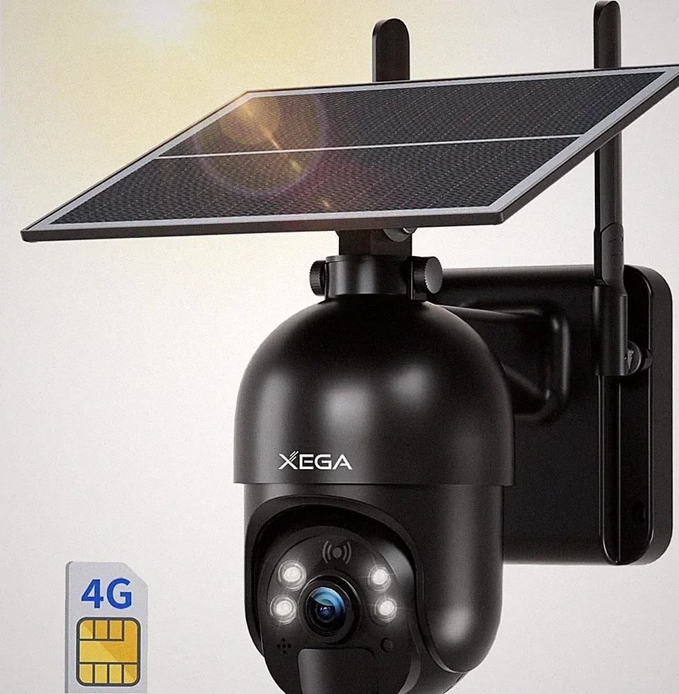 Xega 4G LTE Überwachungskamera Aussen mit SIM Karte Kabellos Solar PTZ
