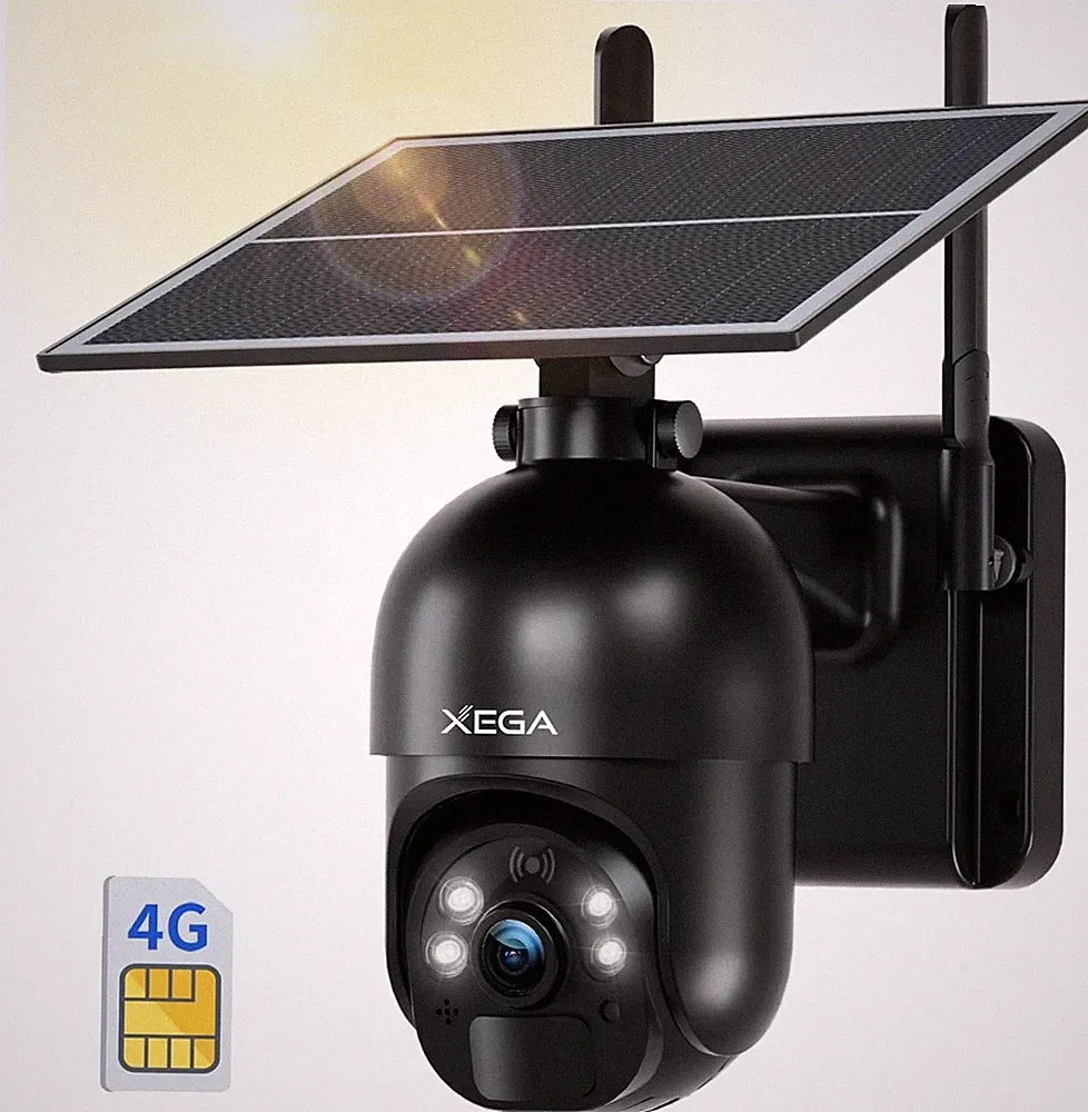Xega 4G LTE Überwachungskamera Aussen mit SIM Karte Ohne WLAN Solar
