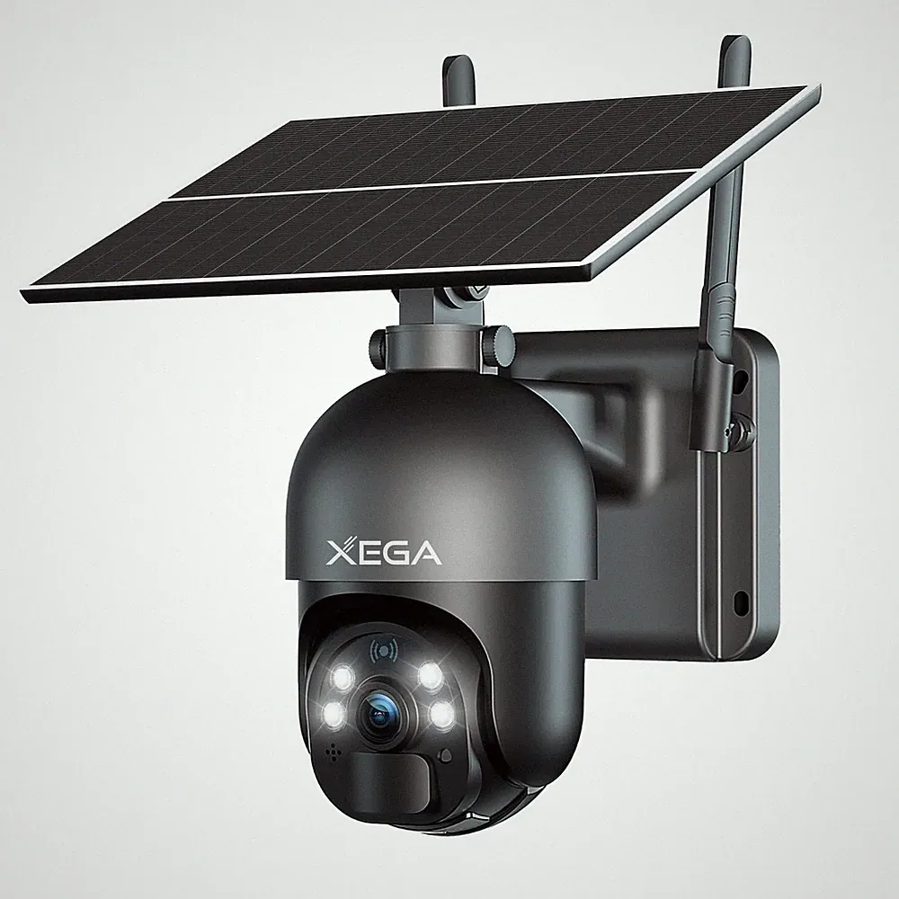 Xega 4G LTE Überwachungskamera Aussen mit SIM Karte Ohne WLAN Solar PTZ IP