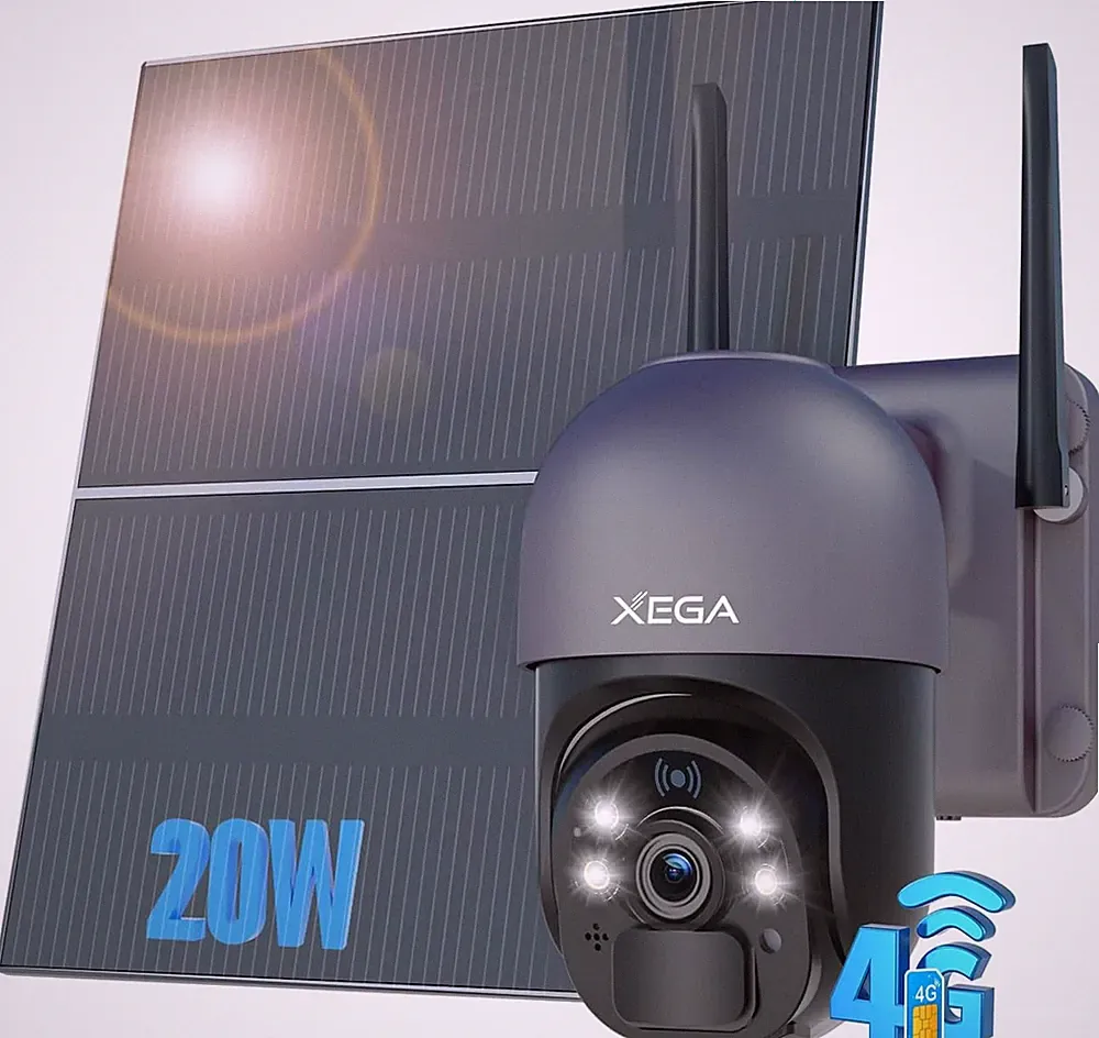 Xega 4G LTE Überwachungskamera Mit SIM Karte Aussen【20W Solarpanel】20,000Mah Akk