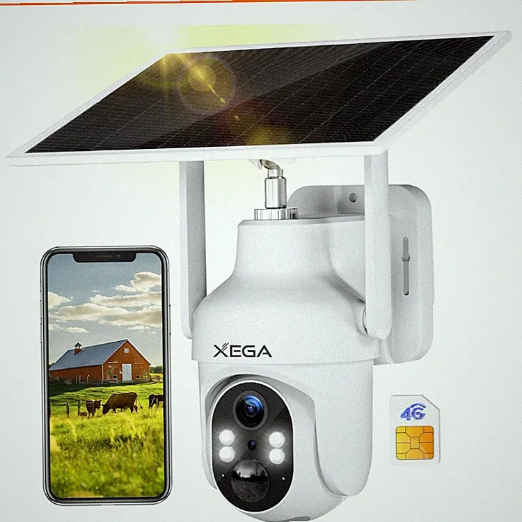 Xega 4G LTE Überwachungskamera Solar mit SIM Karte 2K HD Nachtsicht 1 Stück