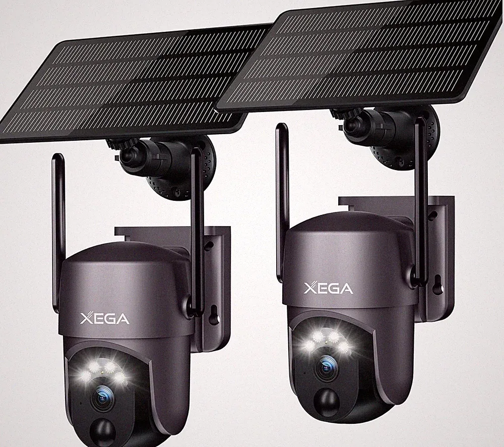 Xega Überwachungskamera Aussen Kabellos 2er-Pack mit Solarmodul 1296p WLAN Farbe