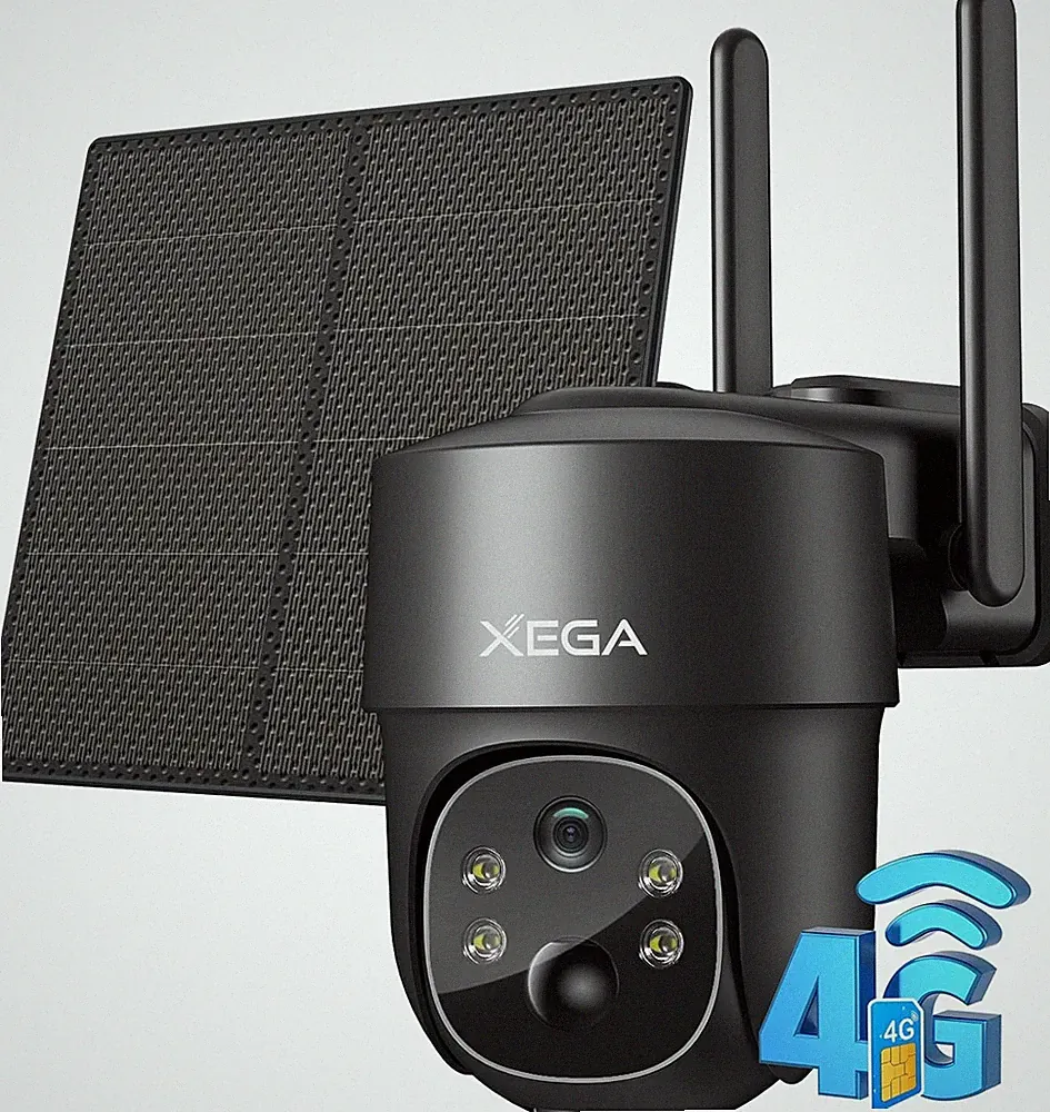 XG-02 4G LTE Überwachungskamera Aussen Solar mit SIM-Karte 2K HD, PTZ