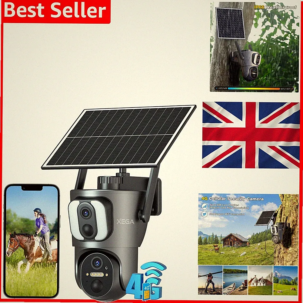 XG-08 4G LTE Cellular Überwachungskamera Dual Lens Solar HD Nachtsicht Wireless