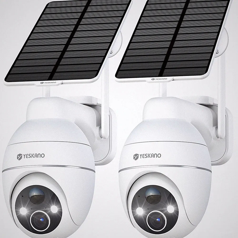 YESKANO 2K Überwachungskamera Außen Solar, 360 PTZ, WiFi, Weiß, 3 MP, 2,4 GHz
