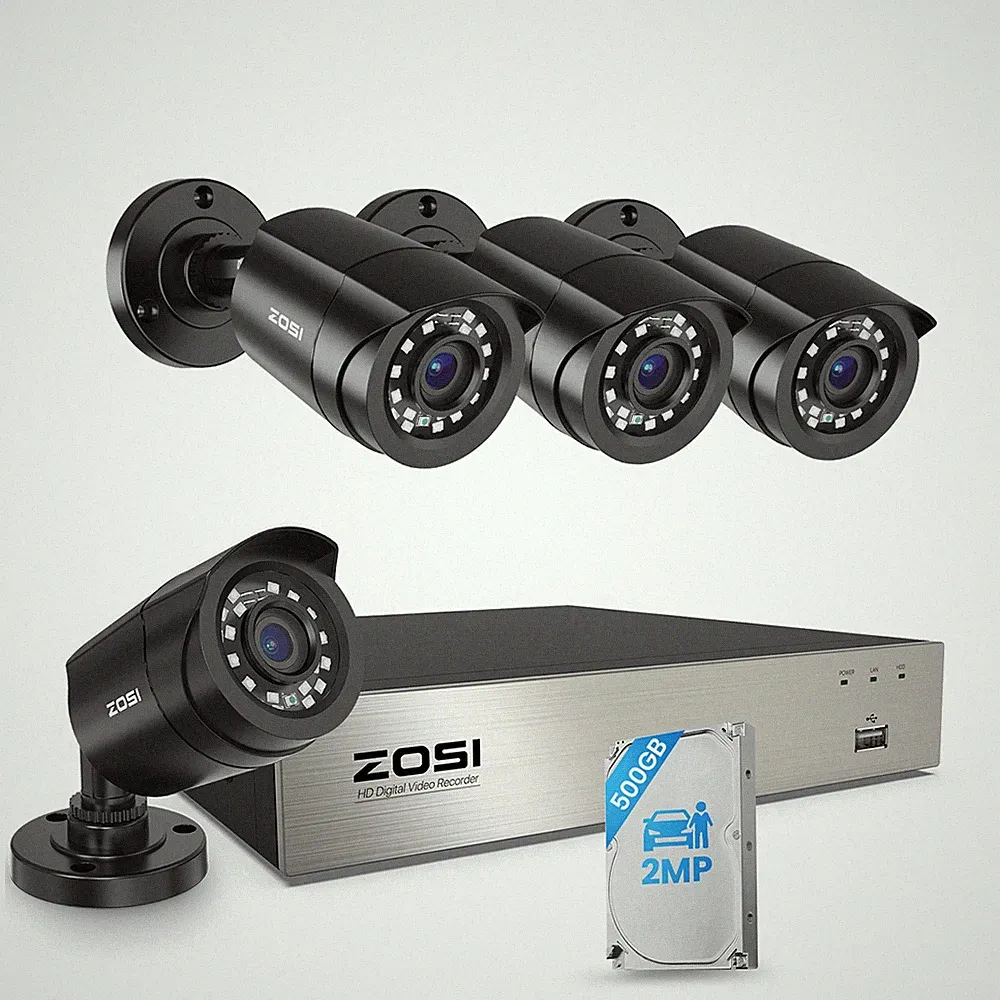 ZOSI 1080P DVR H.265+ Set 4 Kameras 500GB