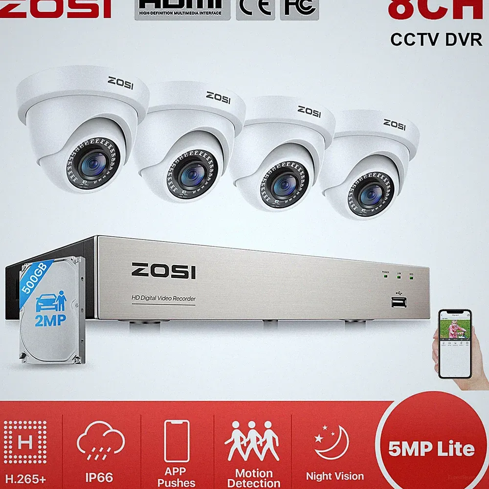 ZOSI 1080P Set 8CH 500GB 4 Kameras