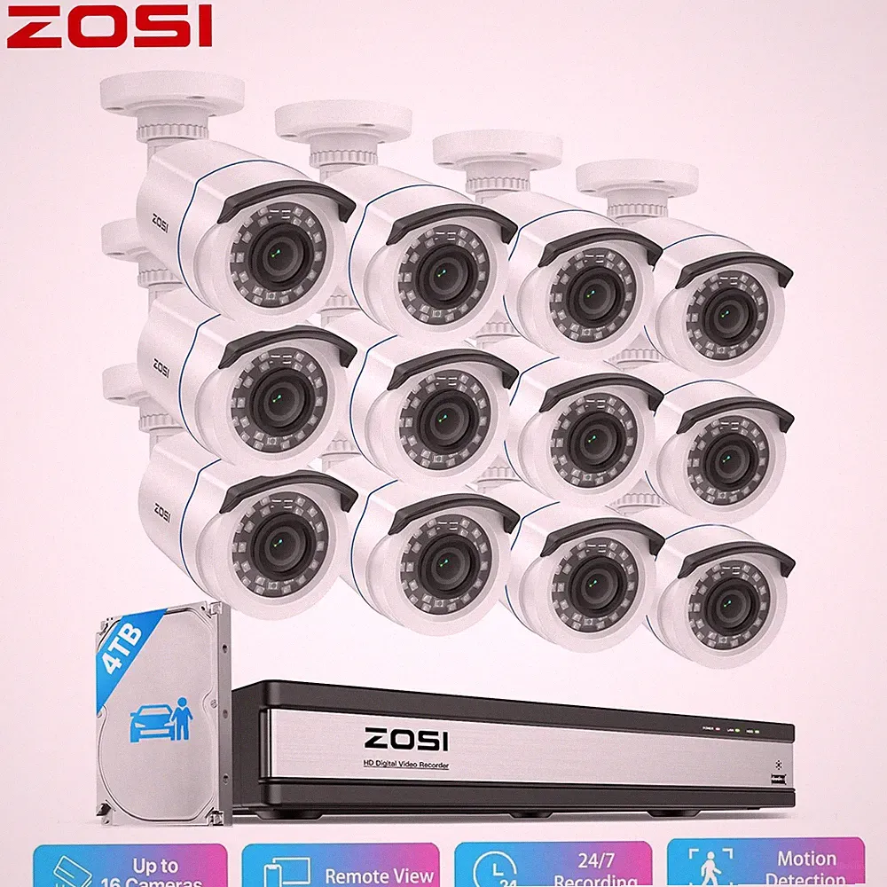 ZOSI 16CH 1080P Außen Kamera Set 4TB DVR 12x 2MP