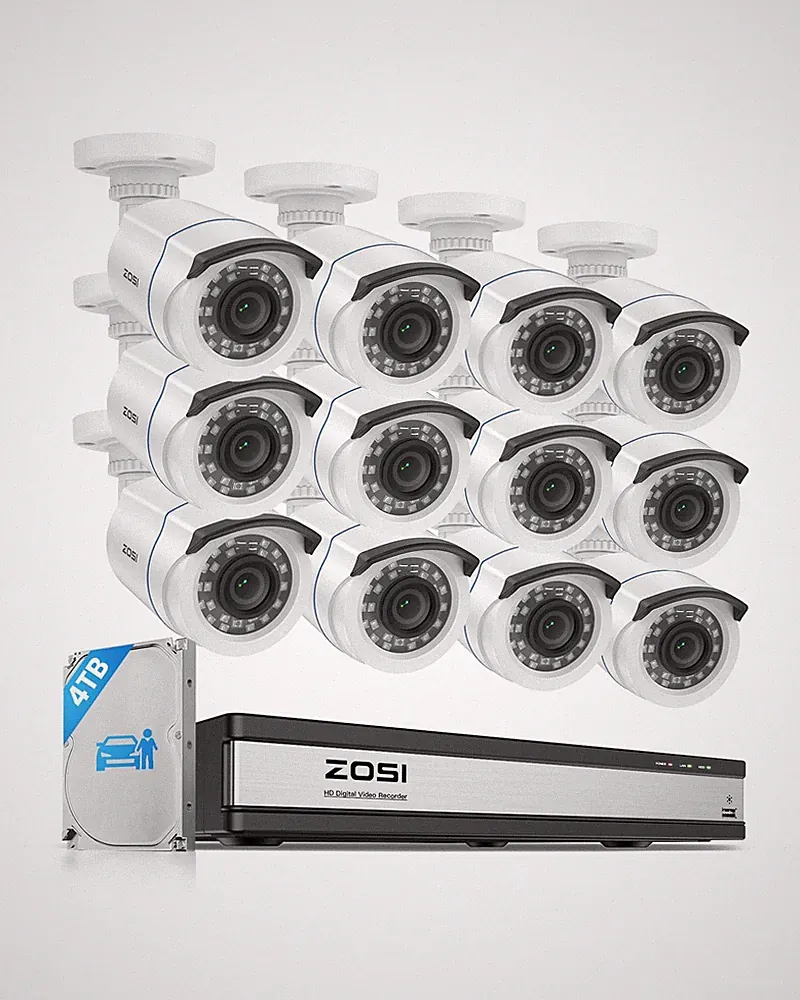 ZOSI 16CH 2MP CCTV Überwaschungskamera Set Außen 4TB DVR 12x 1080P Kameras Alarm