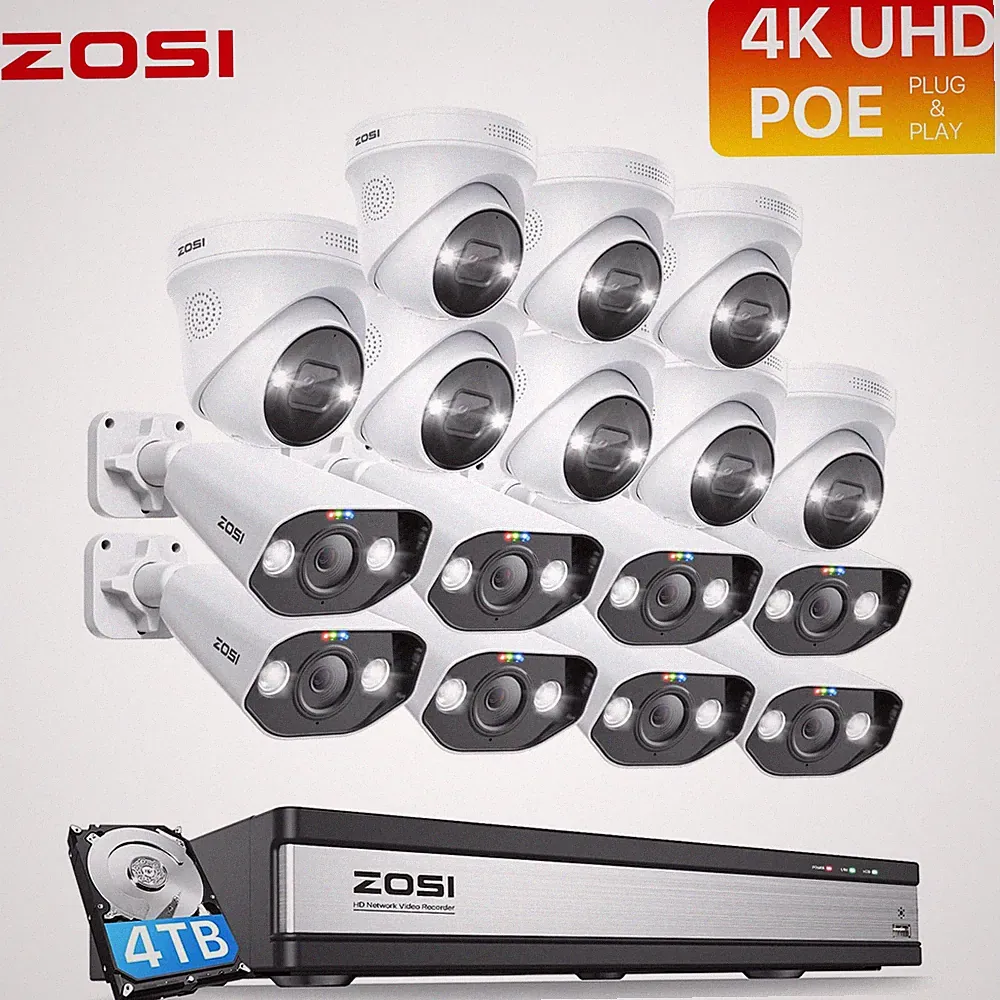 ZOSI 24CH 8MP 4K PoE Set 16 Kameras 4TB