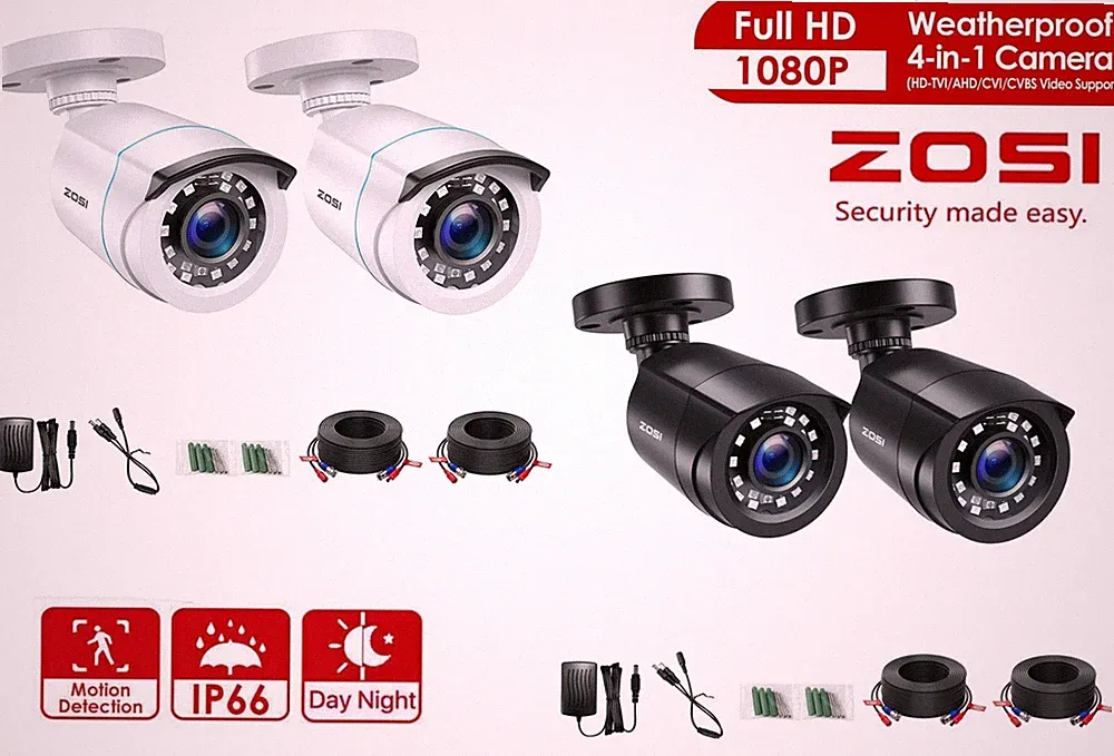 ZOSI 2X HD 2MP 1080P Bullet Überwachungskamera Außen Nachtsicht For CCTV DVR Set