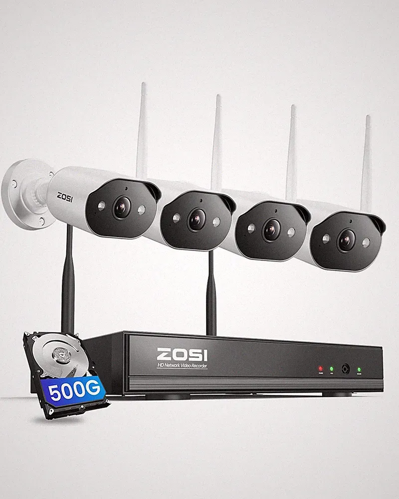 ZOSI 3MP 2K WIFI 6 Überwachungskamera Set Außen 8CH 500GB NVR Wetterfest Audio
