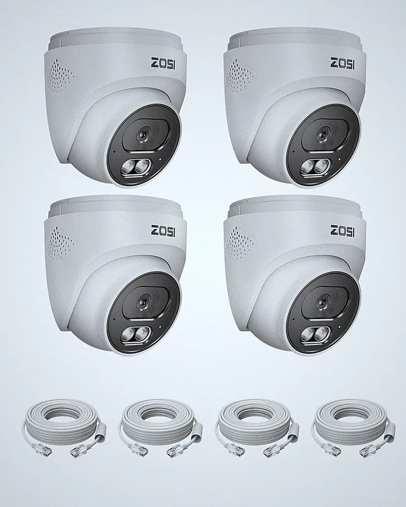 ZOSI 4er 8MP PoE Überwachungskamera Außen mit LAN Kabel IP66 für 4K ZOSI POE NVR