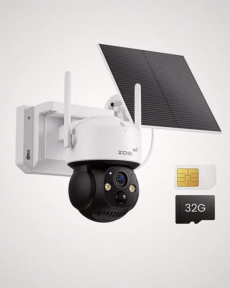 ZOSI 4G LTE Solar Überwachungskamera Aussen 360° Schwenkbar 32GB Speicherkarte