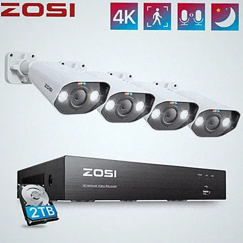ZOSI 4K 8CH 2TB NVR 8x8MP PoE Set