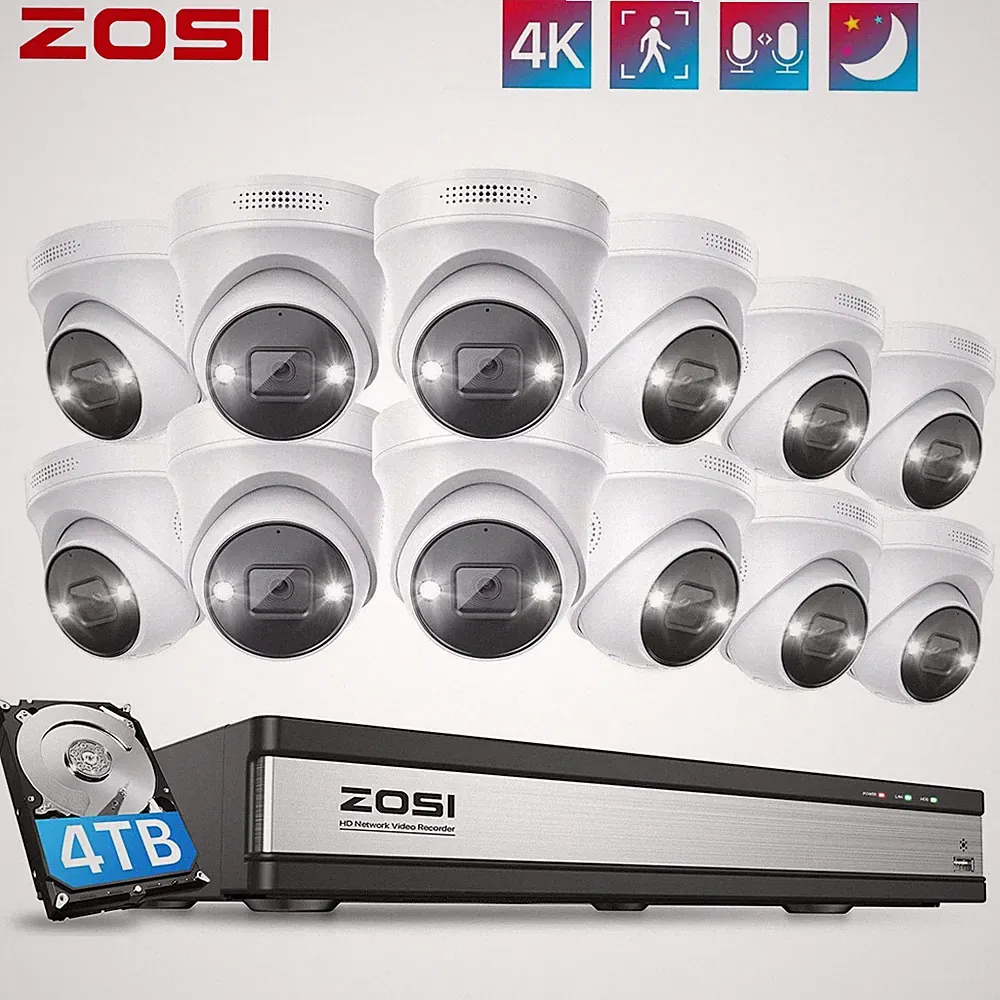 ZOSI 4K PoE 16CH NVR 12 Kamera Set