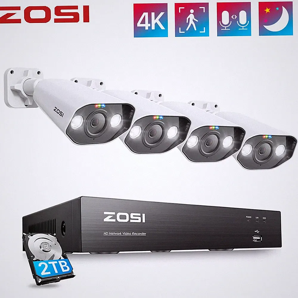 ZOSI 4K PoE Set 4x 8MP 2TB