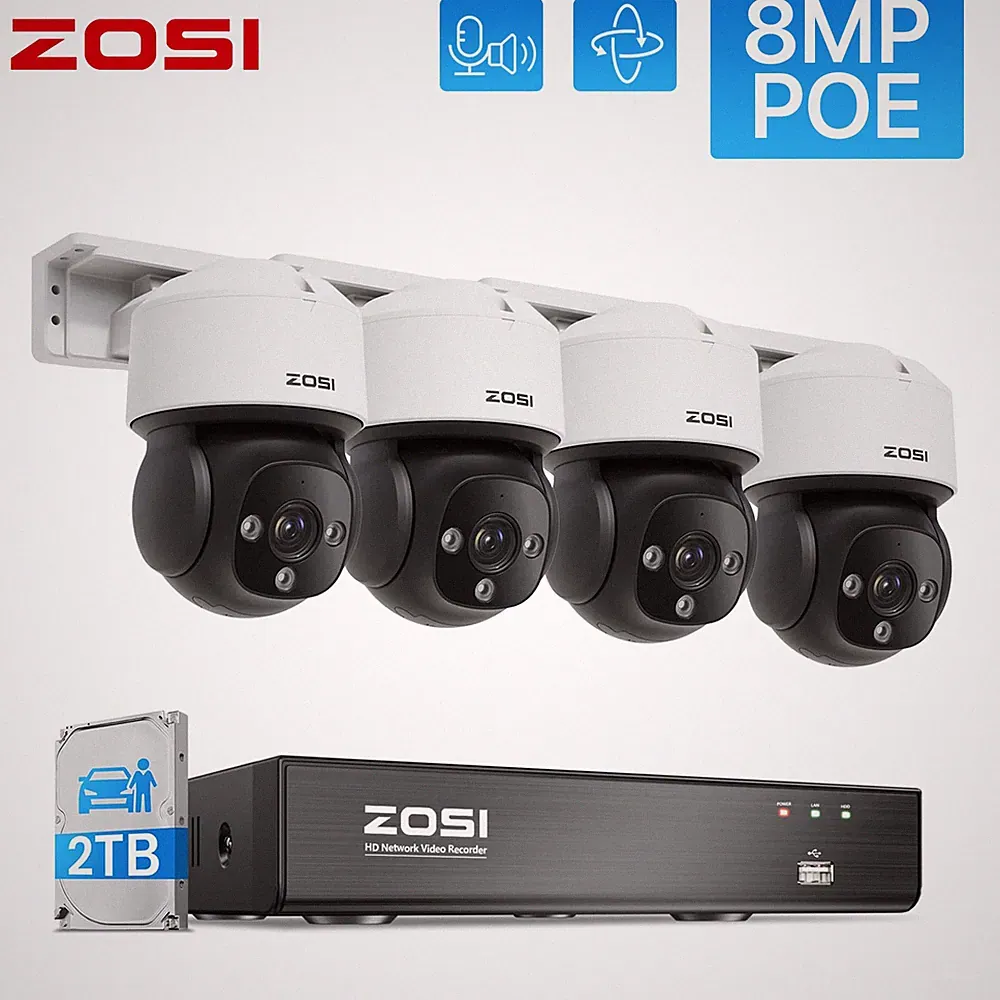 ZOSI 4K PoE Überwachungskamera Set 8CH NVR PTZ