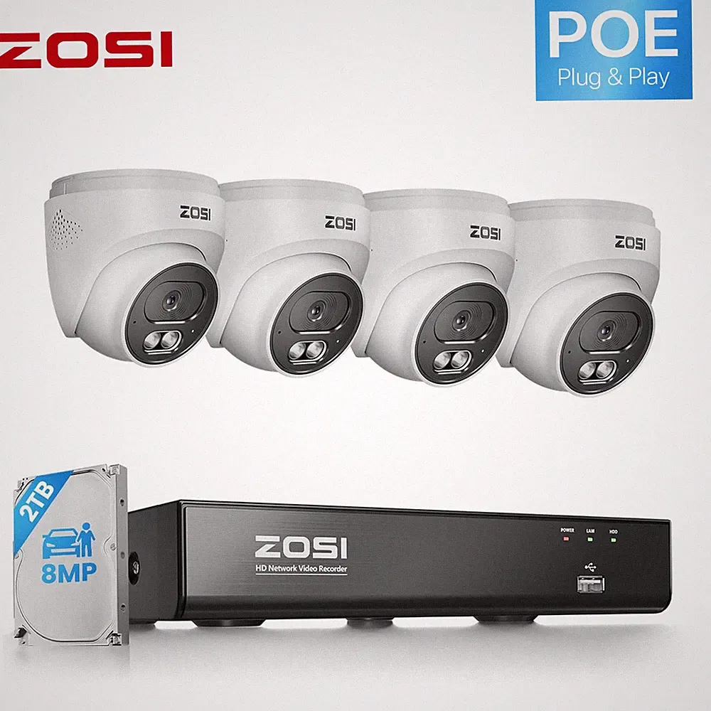 ZOSI 8MP PoE Überwachungskamera Set 8CH 2TB