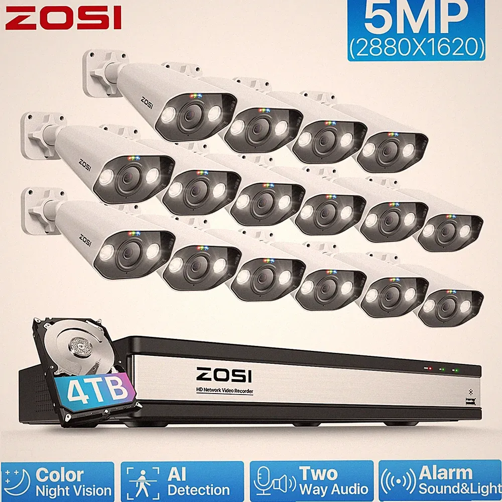 ZOSI 5MP PoE 16CH NVR Set