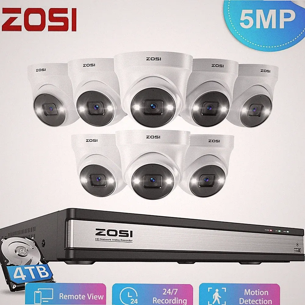 ZOSI 5MP PoE Überwachungskamera Set 16CH 4TB