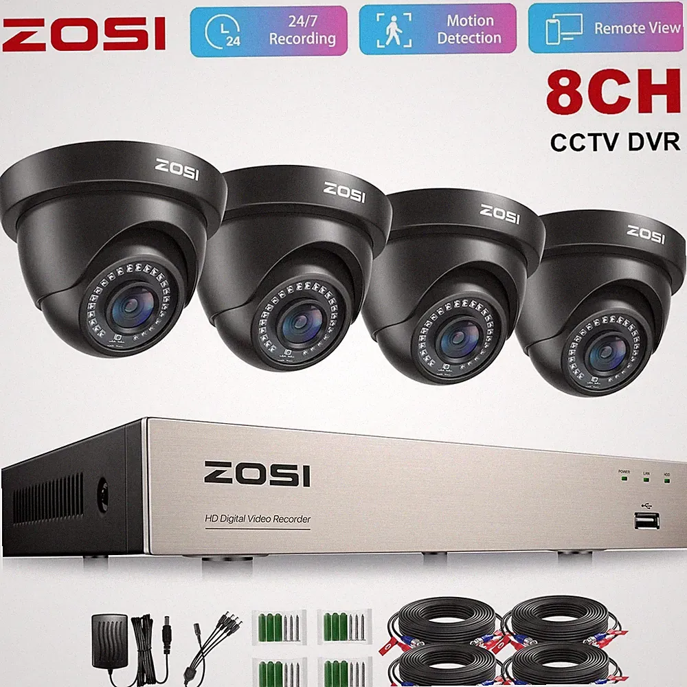 ZOSI 8CH 1080P HD Überwachungskamera H.265+DVR CCTV System Außen Kamera ohne HDD