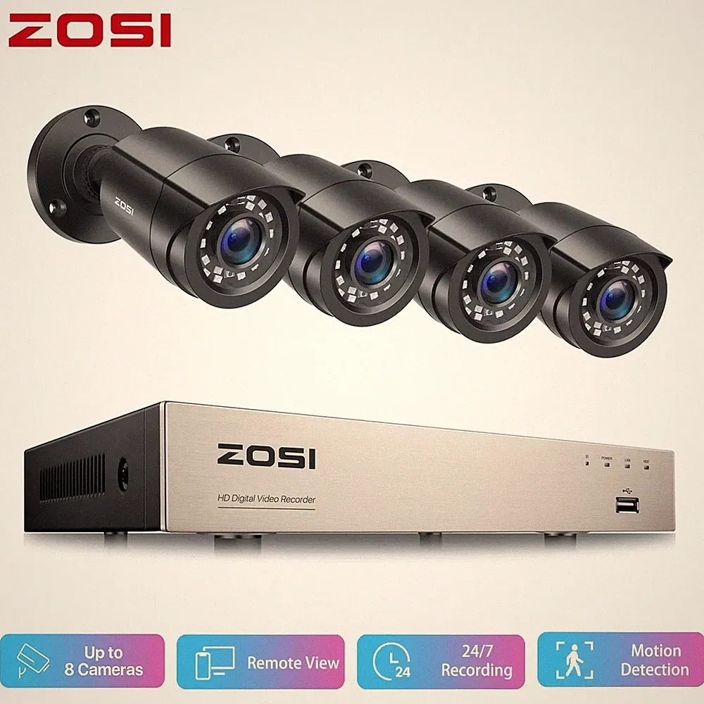 ZOSI 8CH 1080P Überwachungskamera Set Außen Kamera DVR 24M IR Nachtsicht WIE NEU
