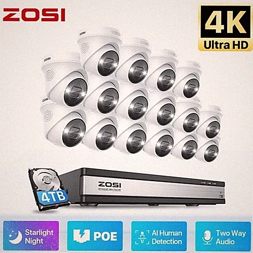 ZOSI 8CH/16CH 4K PoE Überwachungskamera Set