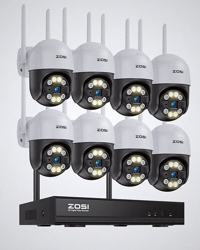 ZOSI 8CH 3MP WIFI Überwachungskamera Set Außen 8X Dome IP Kameras PTZ Auto Track