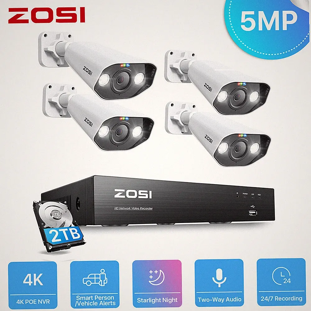 ZOSI 8CH 4K POE NVR Set 2TB HDD