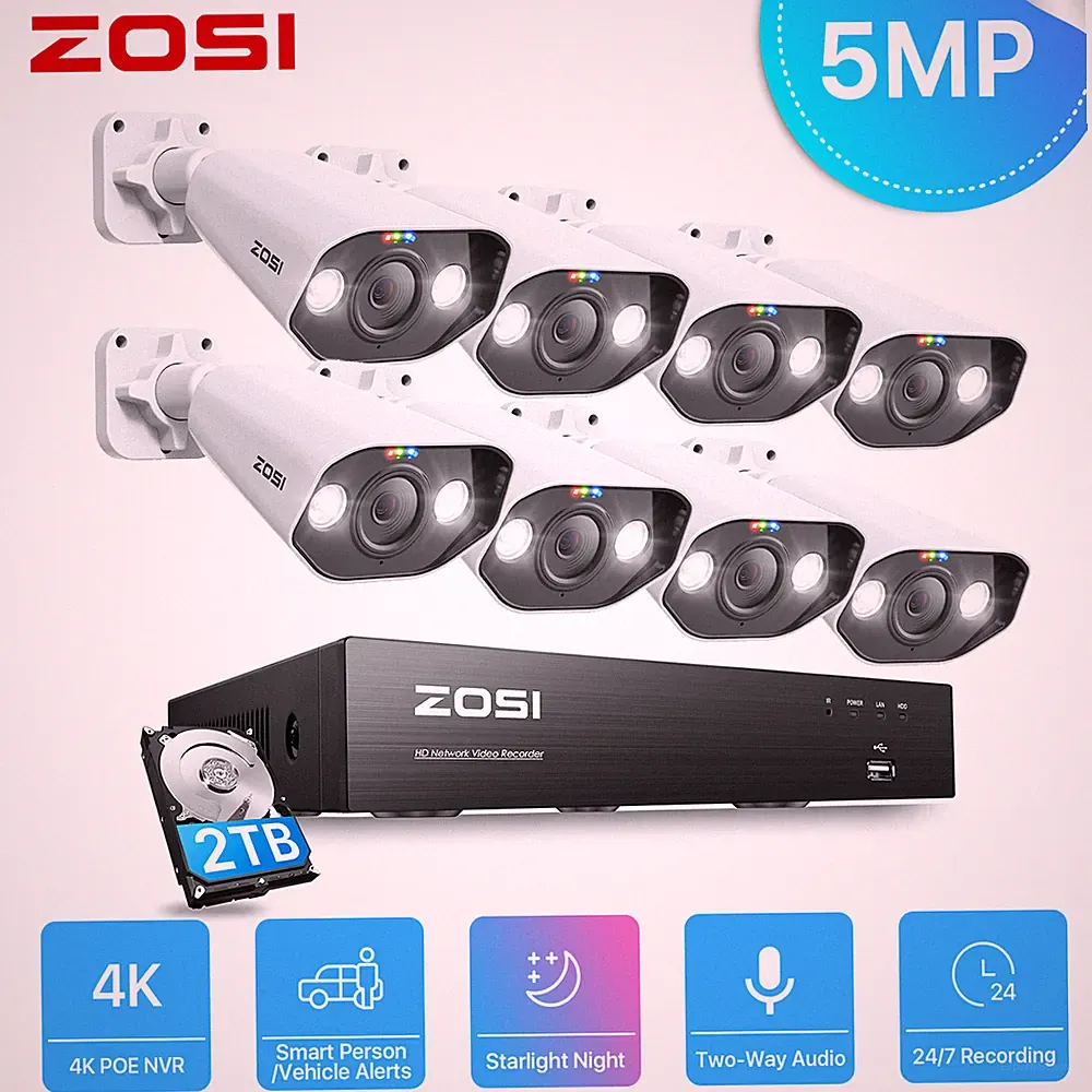 ZOSI 8CH 4K POE NVR Set 2TB HDD