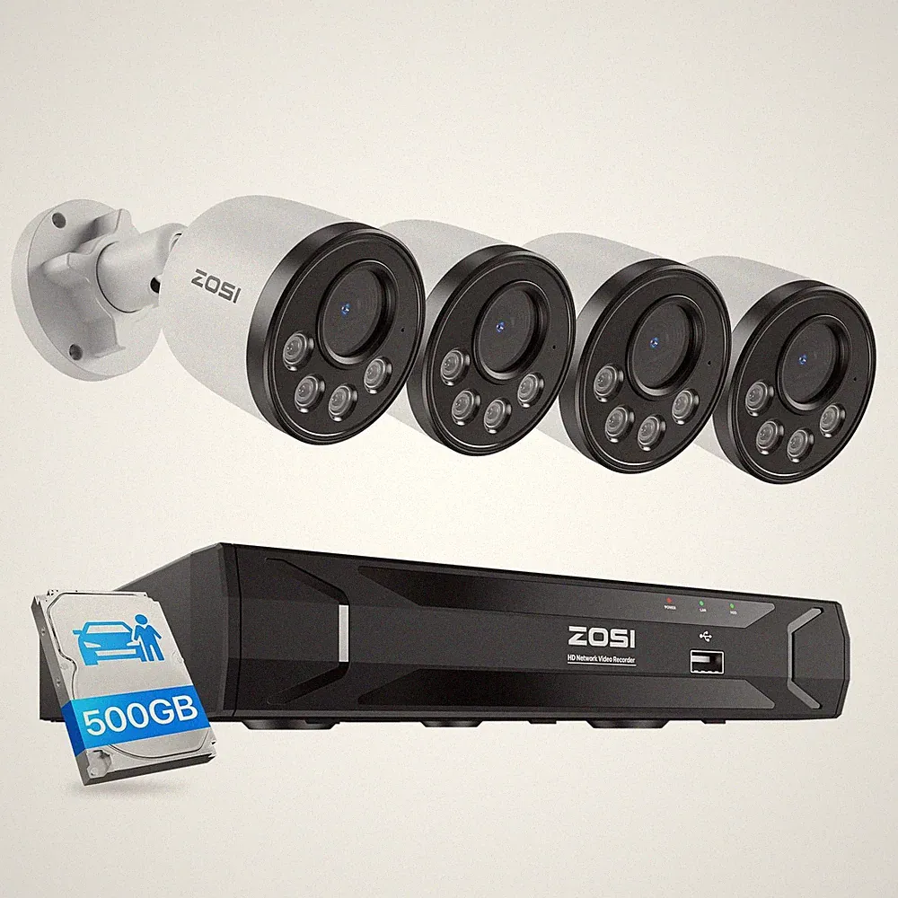 ZOSI 8CH 500GB NVR 4MP PoE Überwachungskamera Set