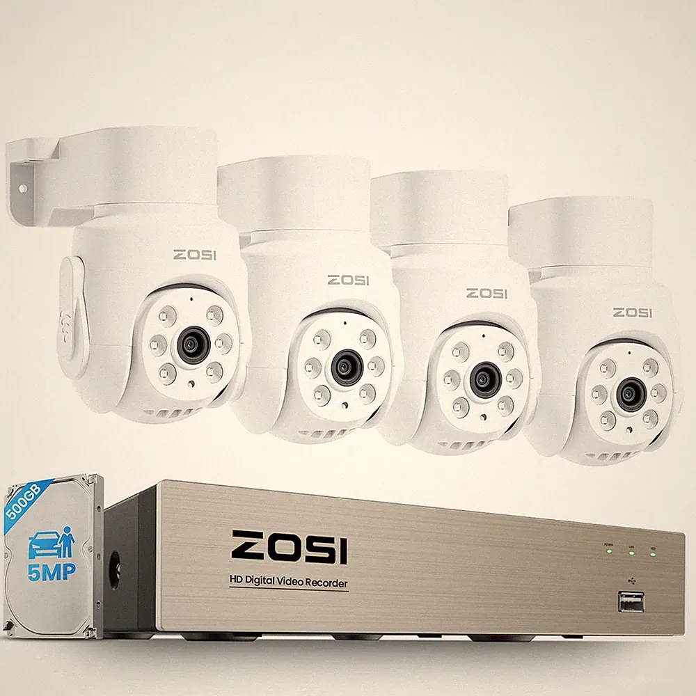 ZOSI 8CH 5MP Überwachungskamera Set mit 500GB DVR