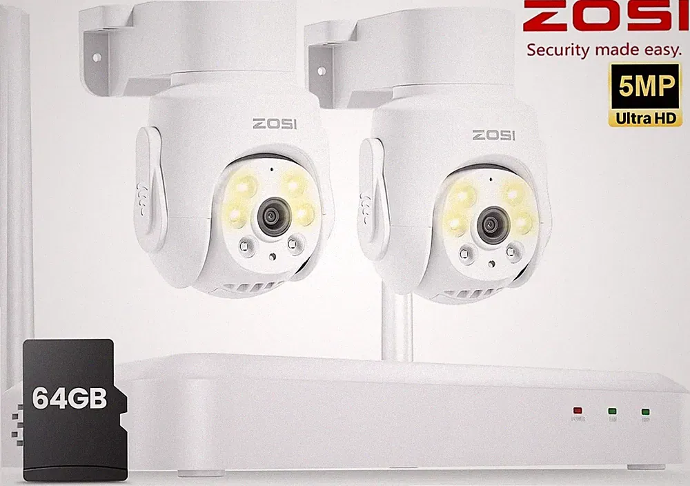 ZOSI 8CH 5MP WiFi6 Funk Überwachungskamera Set 2X 360° PTZ IP Außen Kameras 64GB