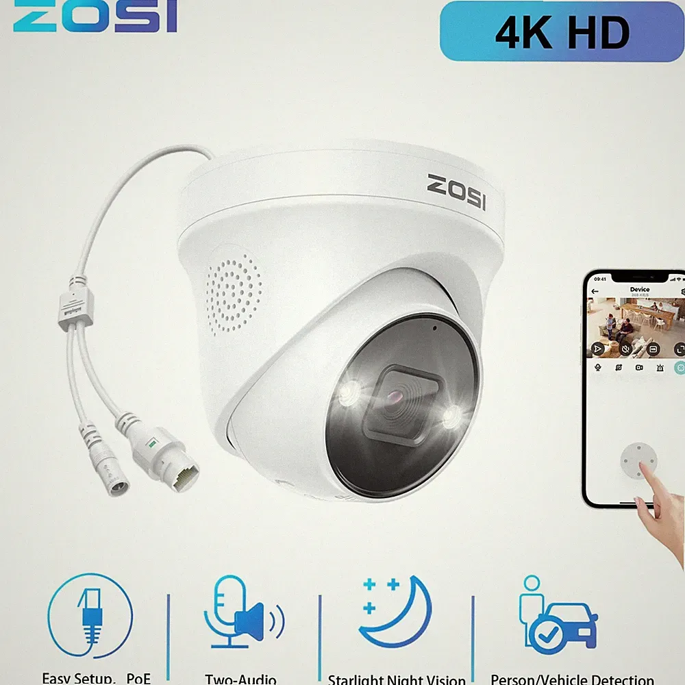 ZOSI 8MP PoE Außenkamera Spotlight KI