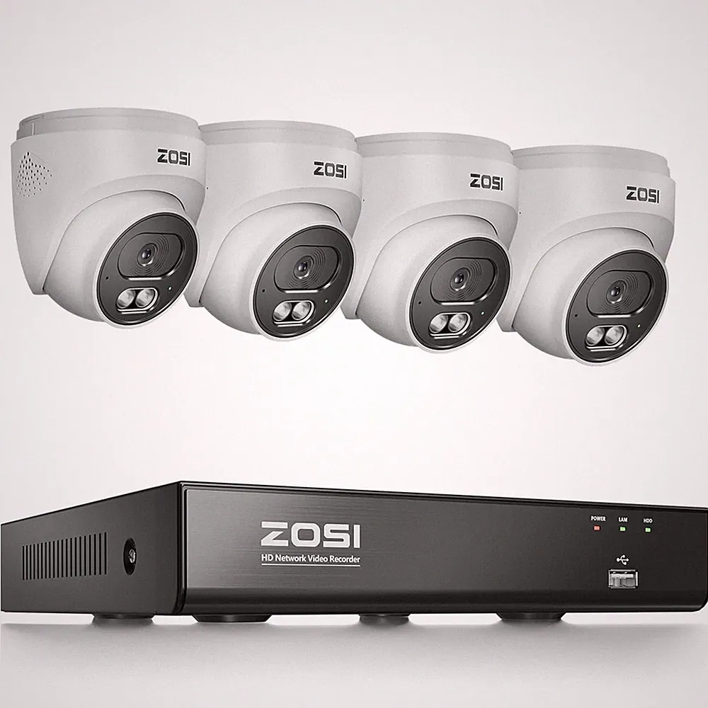 ZOSI 8MP UHD POE Überwachungskamera Set Aussen Kameras Audio Alarm IR Nachtsicht